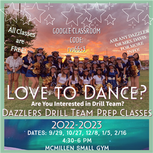Dazzlers Drill Team Prep Classes